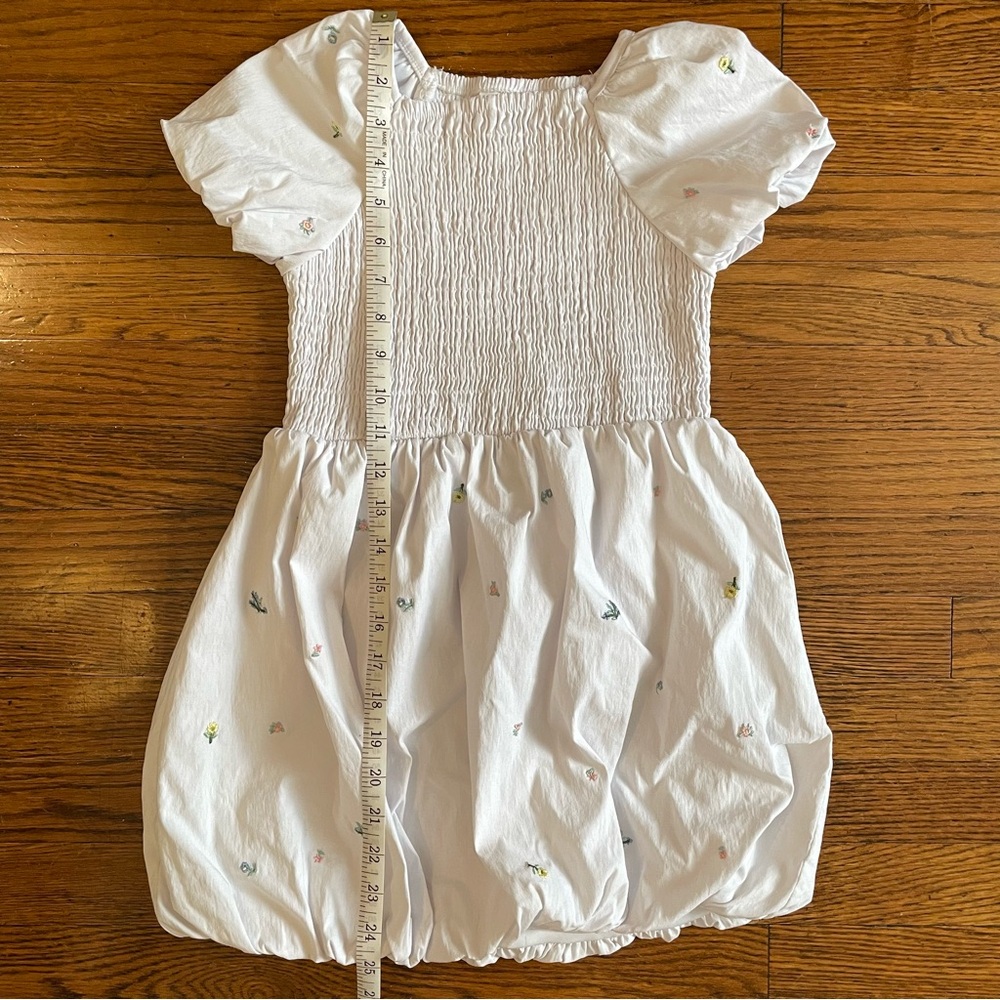 Rachel Zoe White Floral Print Smocked Babydoll Bubble Skirt Dress - Picture 3 of 6